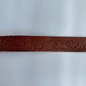 Handcrafted Brown Leather Belt Deer Hunting Mountains Fishing Western Boho Ranch thumbnail 8