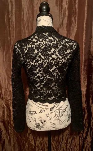 Forever 21 Mock Neck Cropped Sheer Top…Sz: Large…Color: Black thumbnail 2