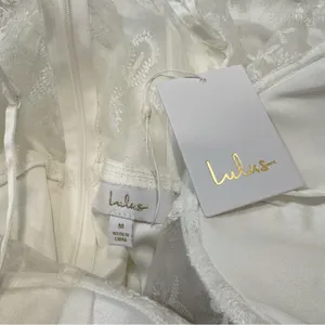 Lulus Iconic Adoration White Satin Peplum Sheer Bustier Maxi Dress Size M thumbnail 5
