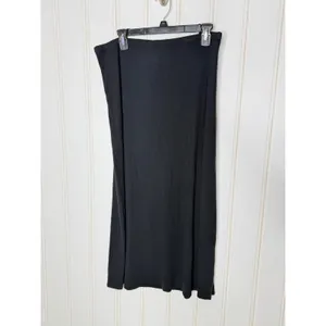 Aerie Women Black Beachwalk Ribbed Ruched Side Slit Midi Skirt XL NWT thumbnail 6