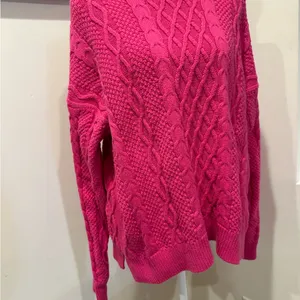 J.Crew Pink Cable Knit Sweater Cozy Barbiecore Clueless Aesthetic Women’s L thumbnail 3