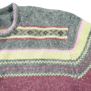 Field Gear Women's Medium Shetland Wool Sweater Quarter Zip Fair‎ Isle Striped thumbnail 5