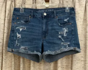 American Eagle Outfitters Super Stretch High-Rise Distressed Shortie thumbnail 1
