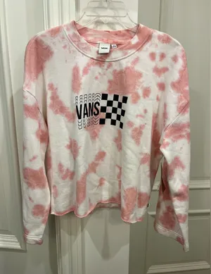 NWT VANS women’s crew neck pink & white tie dye size medium thumbnail 1