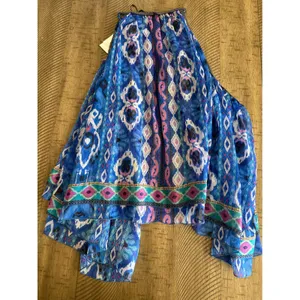 NWT Zara Boho Printed Halter Top - Beaded‎ Neckline & Tiered Ruffle Hem - XS thumbnail 2