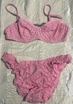 Pink Eyelet Bikini Set thumbnail 1