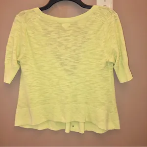 Aerie Button Front Short Sleeve V Neck Light‎ cardigan Neon Green Yellow XS thumbnail 2