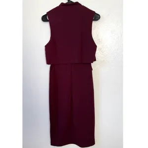 AUW Burgundy High Neck Sleeveless Cutout Side Bodycon Dress Womens Medium Cocktail thumbnail 5