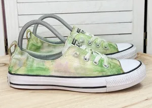 Converse Chuck Taylor All Star Shoreline‎ Slip On Sneakers Tie Dye Green 7.5 thumbnail 1