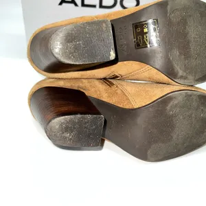 ALDO Blanka Women's Tan/Brown Suede Ankle Booties w/Stacked Wooden Heel-Size 7.5 thumbnail 10