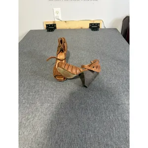 Lucky Brand Women's Brown Leather Peep Toe Wedge Heel Ankle Strap Buckle 6.5M thumbnail 3