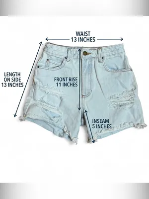 Billabong High-Rise Distressed Denim Shorts Light Wash Frayed Hem Size 24 thumbnail 7