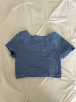 Intimately by Free People Textured Light Blue Scoop Neck Crop Top - Women thumbnail 2