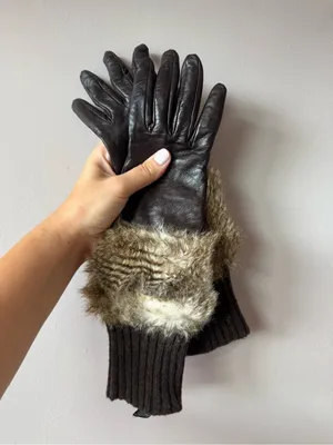 Club Monaco Women’s Chocolate Brown Leather Wool Cashmere Gloves Size Small thumbnail 2