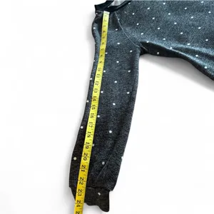 Le Lis Gray Polka Dot Sweater Black Velvet Bow Sleeve Size M thumbnail 8