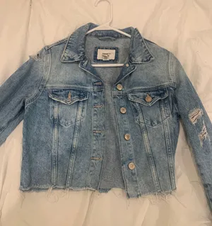 Cropped Distressed Denim Jacket thumbnail 1