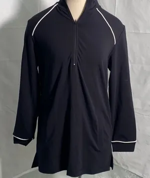 Terry Lewis Classic Luxuries Tunic Womens Size S Black Quarter Zip Cotton Sporty thumbnail 1
