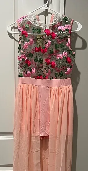 Elegant Floral Embroidered Dress - Pink thumbnail 1