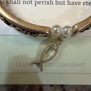 ICON Elegant Gold Tone Bracelet with Pearl Accents thumbnail 2