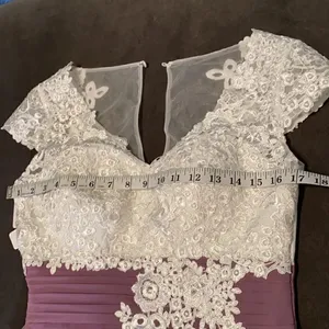 Women’s Ivory Lace Top Chiffon V-Neck with Cap Sleeves Dress Size 4 NWT thumbnail 10