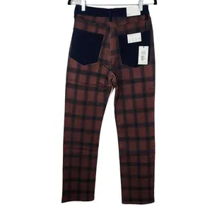 WeWoreWhat Women's Navy and Brown Plaid Jeans Size 27 NWT Icon Jeans Plaid thumbnail 3