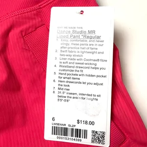 Lululemon Dance Studio Mid-Rise Lined Pant *Regular Glaze Pink thumbnail 10