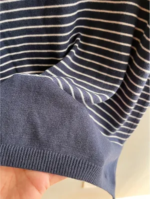 Caslon Off White & Navy Blue Striped Oversized Tunic Sweater Large thumbnail 9
