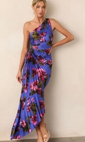 NWT Dress Forum VIOLET FLORAL ASYMMETRIC ONE SHOULDER MAXI DRESS Small S thumbnail 1