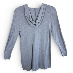 White House Black Market Womens Heather Grey V-Neck Knit Pullover Hoodie Size M thumbnail 2