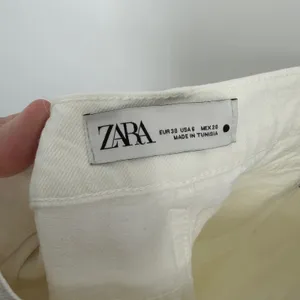 Zara The Trute Wide Leg Jeans Womens Size 6 US 38 EUR Off White High Rise Cotton thumbnail 3