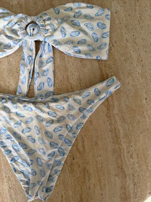 Toasted Coconut Oyster Print Strapless Top & Bottom thumbnail 2