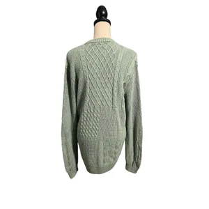 Hollister NEW Women's Green Cable Knit Crewneck Sweater Sz XL Fisherman Classic thumbnail 3