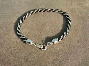 Trifari Black Silver Tone Rope Chain Bracelet thumbnail 5