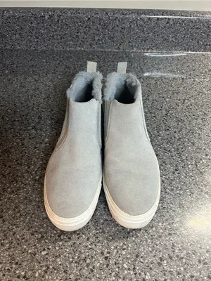 Toms Gray Suede Faux Fur Slip-On Ankle Booties thumbnail 4