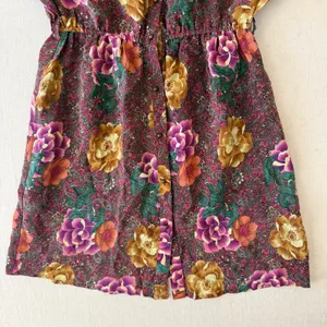 Champagne & Strawberry Silk Floral Paisley Mini Dress Womens Small Burgundy Boho thumbnail 12