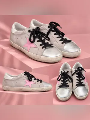 Golden Goose Superstar Silver Pink Star Sneakers Size 6.5 $575 thumbnail 2