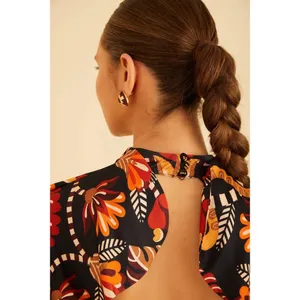 💕FARM RIO💕 Nature Beauty Red Scarf Backless Midi Dress ~ Large L NWT thumbnail 11