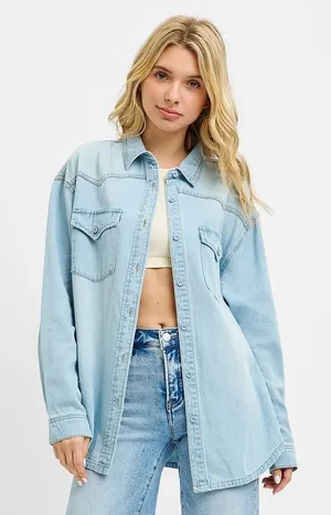 RISEN Western Yoke Style Relaxed Fit‎ Denim Shirts - Light - Medium thumbnail 1