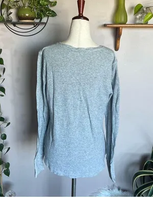 LL Bean Gray Button Up Long Sleeved Shirt Undershirt Athletic Comfy Shirt thumbnail 2