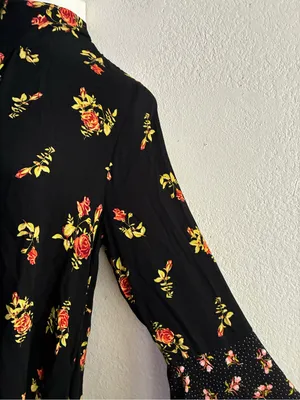 🆕Free People Tate Floral-Print Tunic Dress Black Combo XL🆕 thumbnail 7