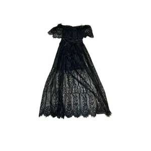 HYFVE NEW Women Black Large Off the Shoulder Lace Dress Whimsigoth Coquette Chic thumbnail 4