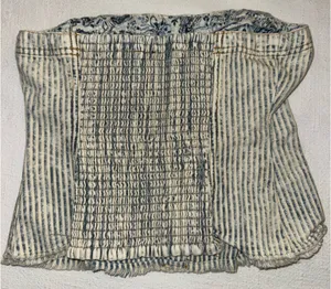 Anthropologie BUTTONDOWN STRIPE DENIM PEPLUM CORSET by PILCRO thumbnail 4