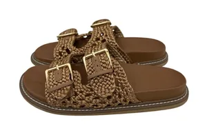 Joie Shoes Slip-On Brown Gold Woven Sandals Size Women's 7 thumbnail 1