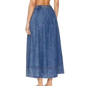 Free People Maddox Denim Jean Maxi Skirt Size Small thumbnail 3