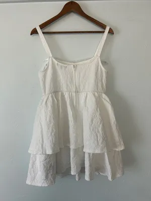 Trixxi White Tiered Eyelet Dress with Ribbon Straps thumbnail 3