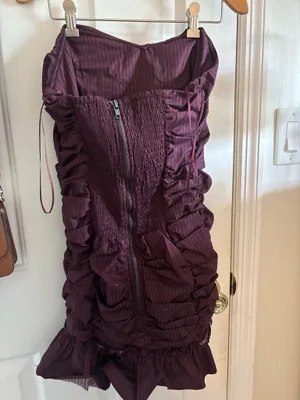 Urban Outfitters Dress Mini Striped Burgandy thumbnail 3