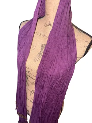 World Market Purple Fringe Scarf with Gold Detailing thumbnail 3