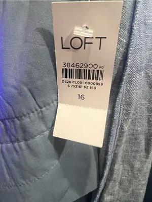 LOFT High-Waisted Blue Linen-Blend Pleated 16 thumbnail 7