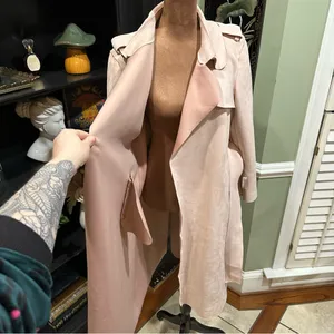 Few Moda New York Light Pink Faux Suede Trench Coat Size Medium thumbnail 10