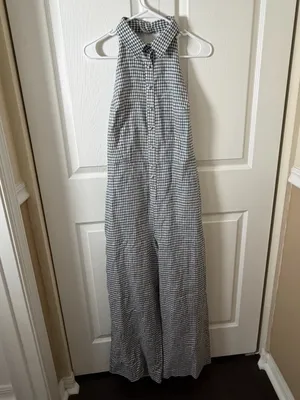 Reformation Ryan Linen Jumpsuit Sz 8 Gingham Causal Spring/Summer Halter Neck S thumbnail 5